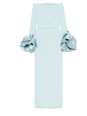 Solace London Pale Blue Maxi Dress with Dramatic Ruffle Cuffs